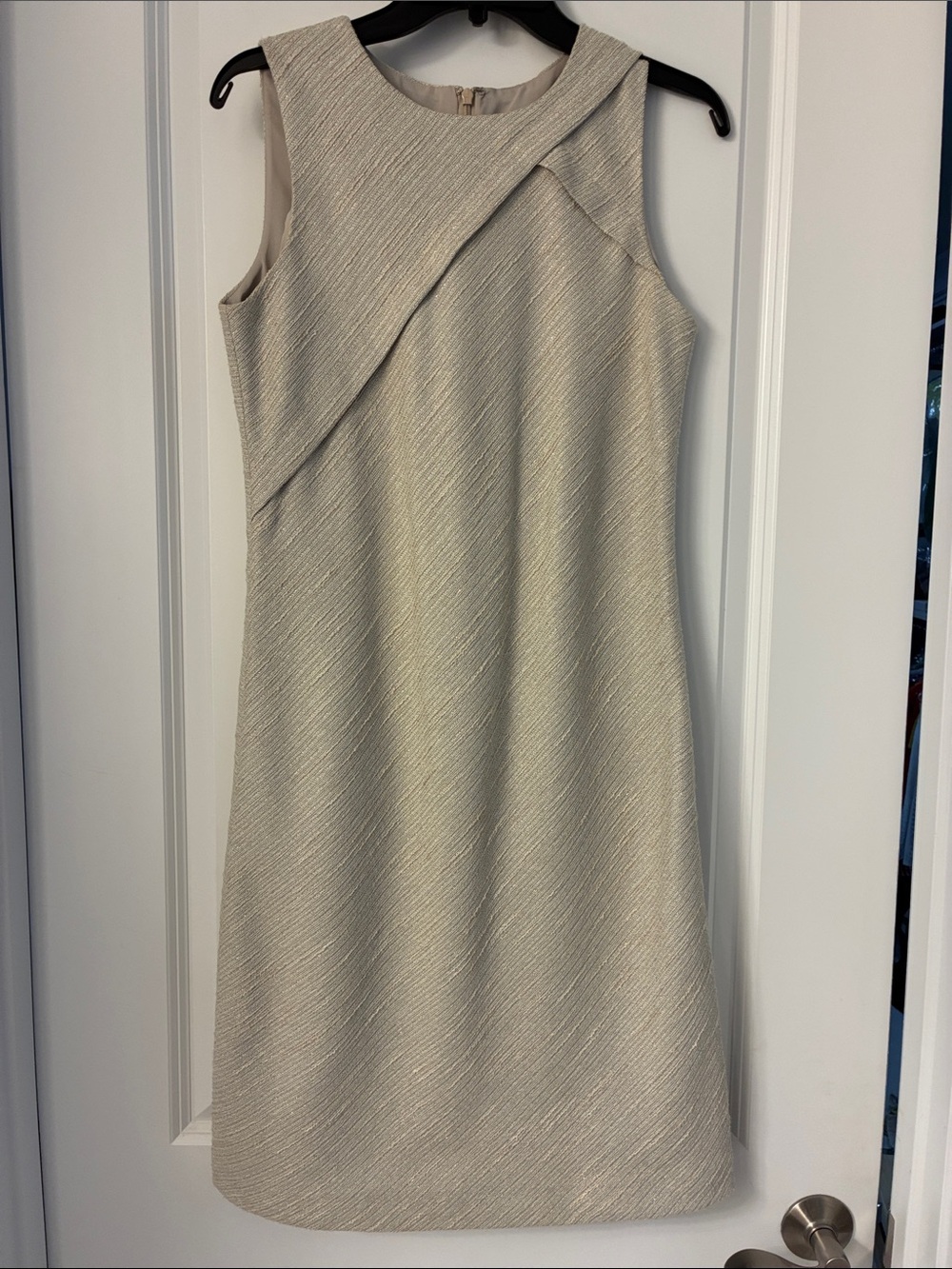 Banana Republic Cream Textured Sleeveless Shift Dress